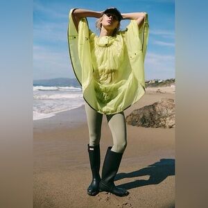 Free People Rain Drop Packable Poncho Raincoat Sour Citrus Size Small/Free Size